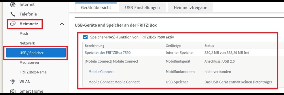 Fritzbox USB Speicher