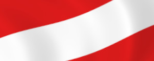 Österreichische Flagge angeschnitten in rechteckigem Kasten