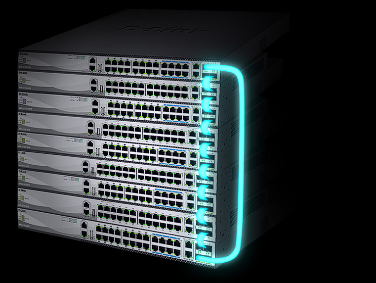 DMS-3130 Layer 3 Stackable Multi-Gigabit Managed Switches stacked