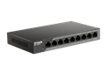 DSS-100E 9-Port Fast Ethernet PoE Unmanaged Surveillance Switch including Gigabit Uplink - left side.