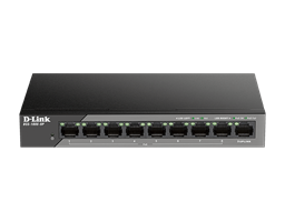 DSS-100E 9-Port Fast Ethernet PoE Unmanaged Surveillance Switch including Gigabit Uplink - front view.