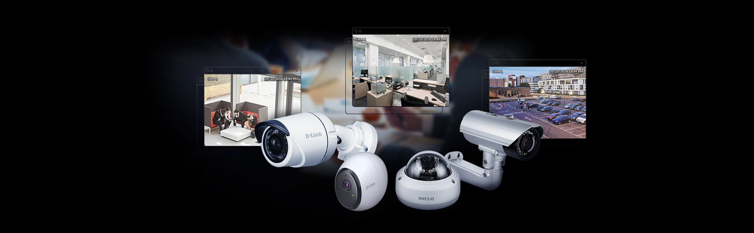 Plug n play surveillance network with a range of D-Link surveillance cameras.