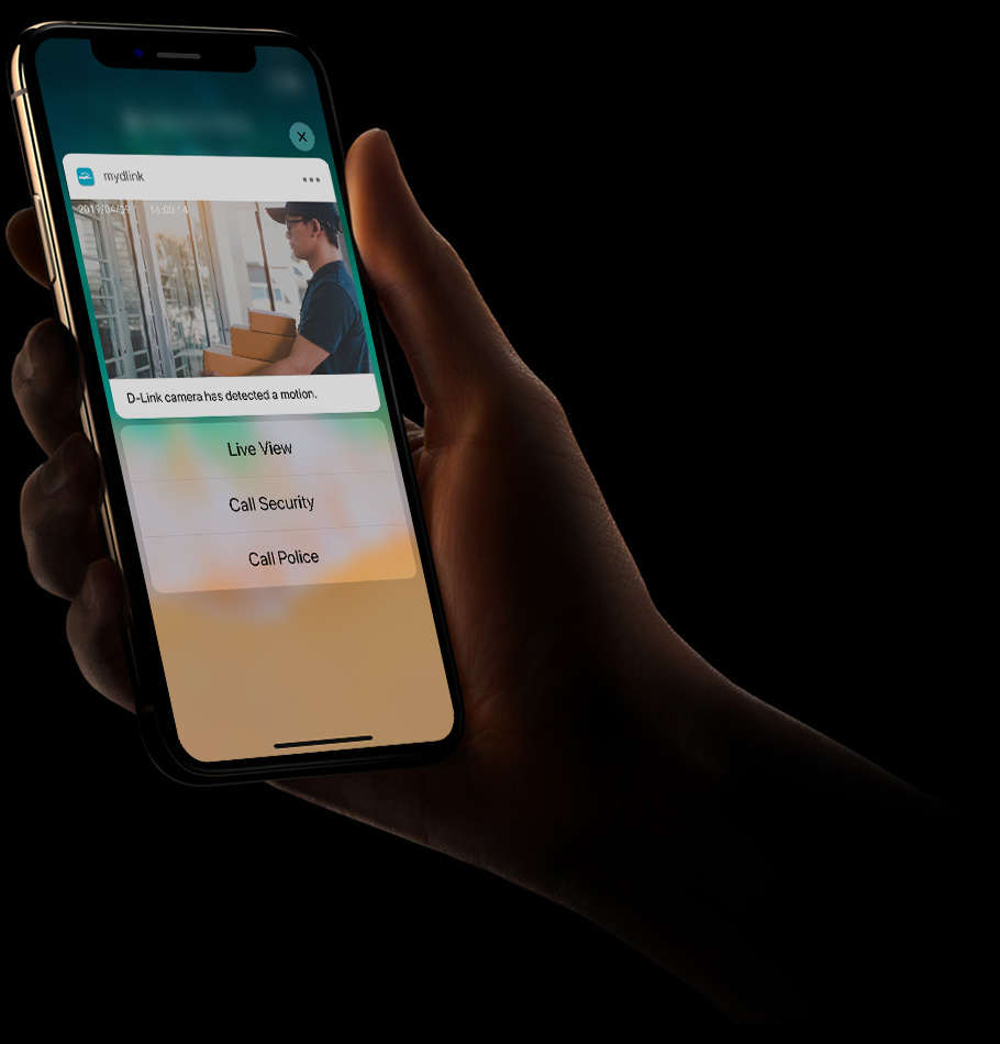 mydlink app Rich notification on a phone lock screen.