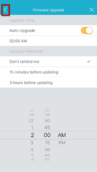 How do I set schedule to upgrade the firmware on the mydlink app