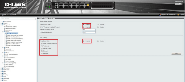 DXS 3600 How to Setup SNMP