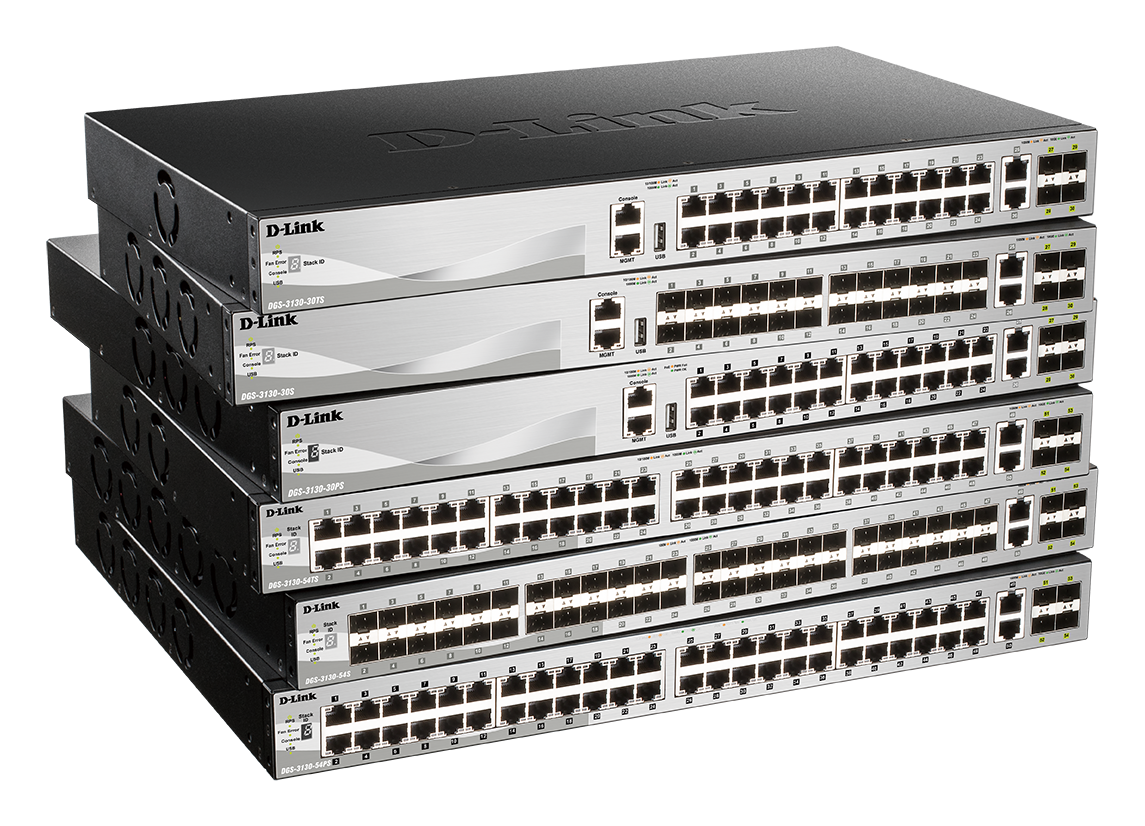 DGS-3130 Series Gigabit Layer 3 Stackable Managed Switches side