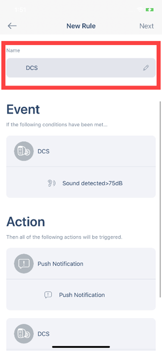 How do I set up sound detection using the mydlink app lh