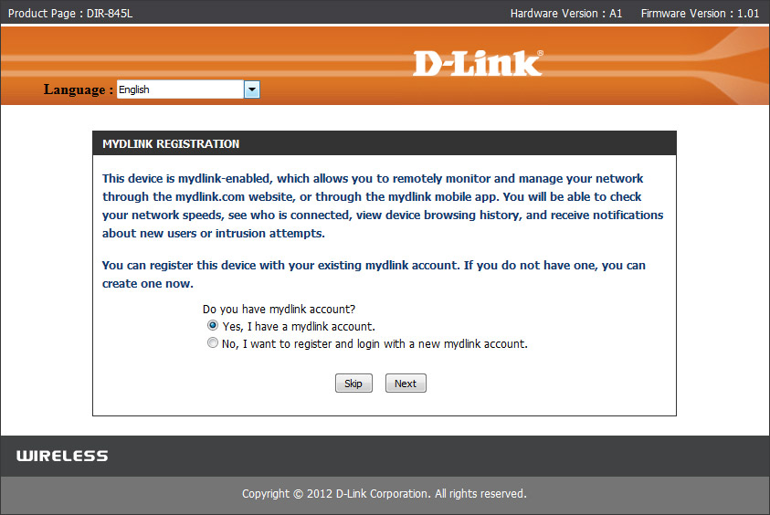 log in to mydlink account