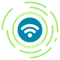 Button mit WLAN Symbol und angedeuteten Kreisen darum