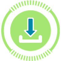 Grüner Kreis mit weißem Download-Symbol