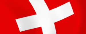 Schweizer Flagge im Anschnitt in einem rechteckigen Kasten