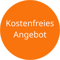 Text "Kostenfreies Angebot" in orangenem Kreis