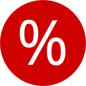 Roter Kreis mit weißem Prozentzeichen
