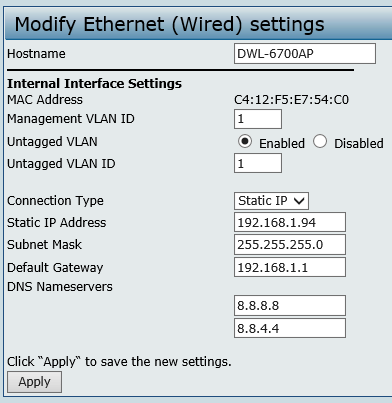 DWL-6700AP AP mode basic configuration