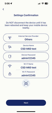 Confirming Settings