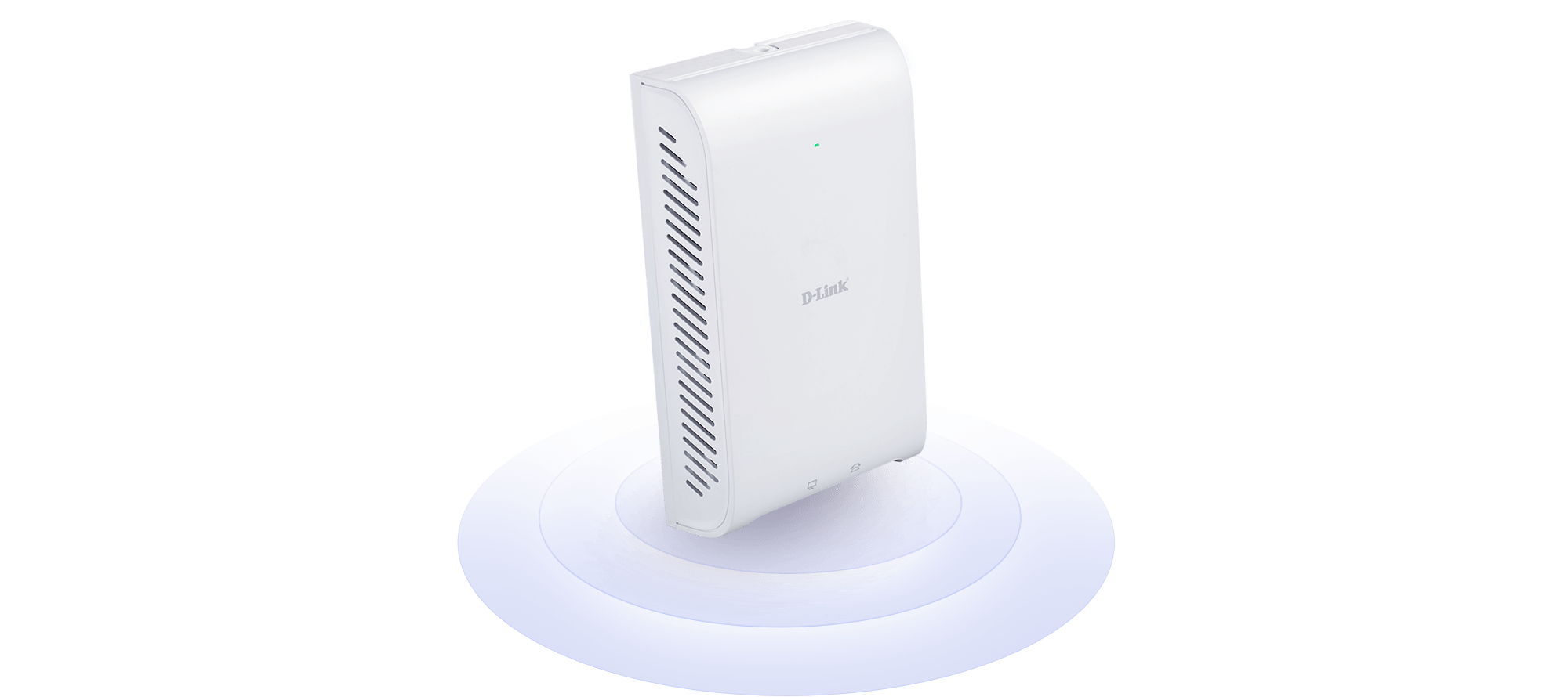 DAP-2620 Wireless AC1200 Wave 2 In-Wall PoE Access Point with waves emanating from it