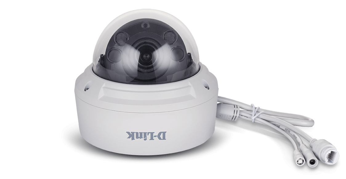 DCS-4618EK 8 Megapixel H.265 Outdoor Dome Camera with cables.