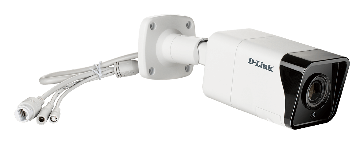 DCS-4718E 8 Megapixel H.265 Outdoor Bullet Camera - right side with cables.