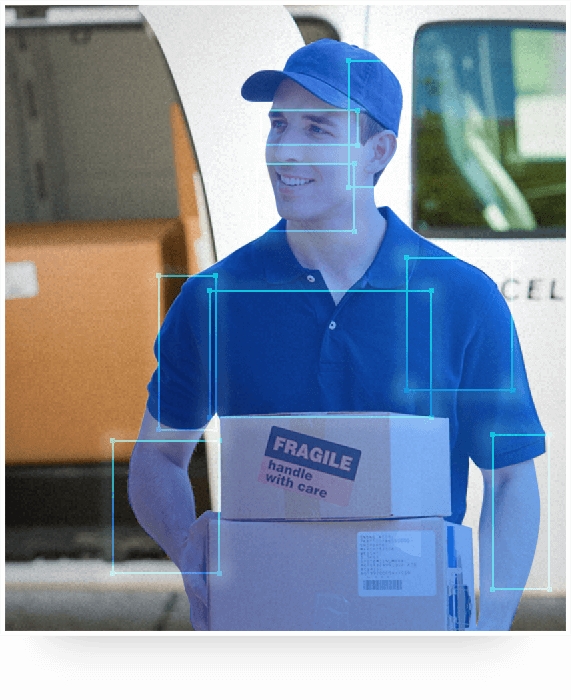 AI-based Person Detection detects a deliveryman