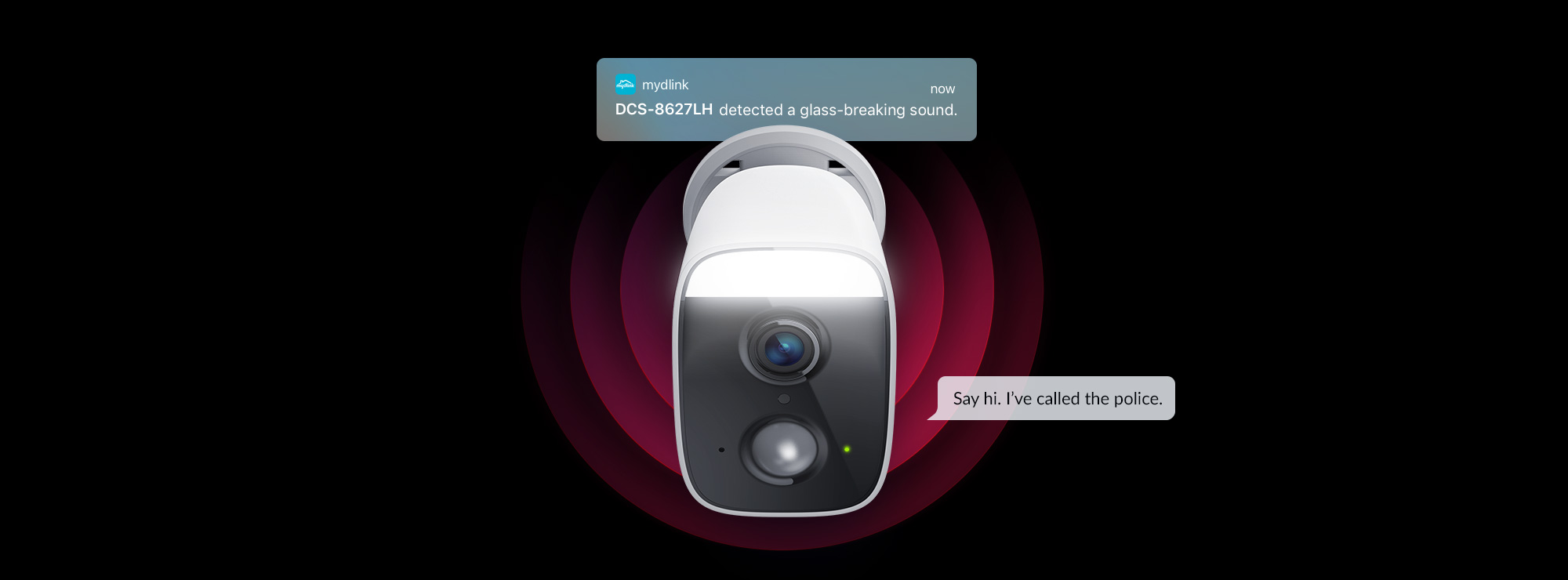 DCS-8627LH Full HD Outdoor Wi-Fi Spotlight Camera using Glass Breaking sound detection