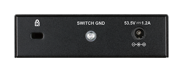 Back of the DGS-1005P 5-Port Desktop Gigabit PoE+ Switch