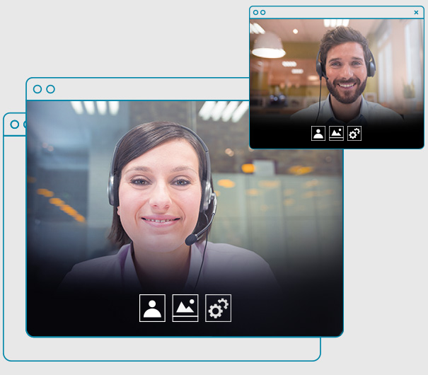 Two employees enjoying a video call.