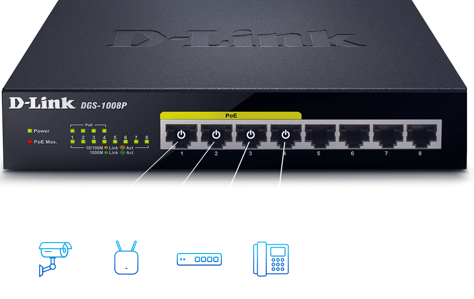 PoE devices connected to the DGS-1008P