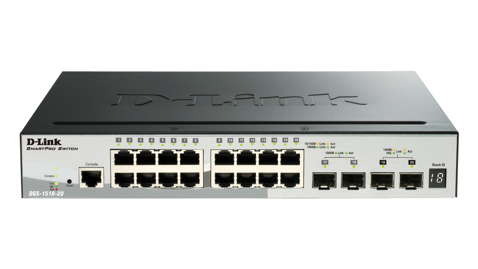 20-Port Gigabit Stackable Smart Managed Switch including 2 10G SFP+ and 2 SFP ports
