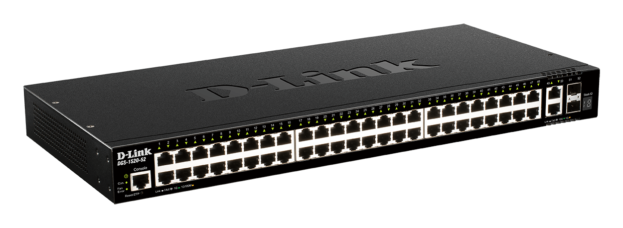 DGS-1520-52 48 ports GE + 2 10GE ports + 2 SFP+ Smart Managed Switch - side view