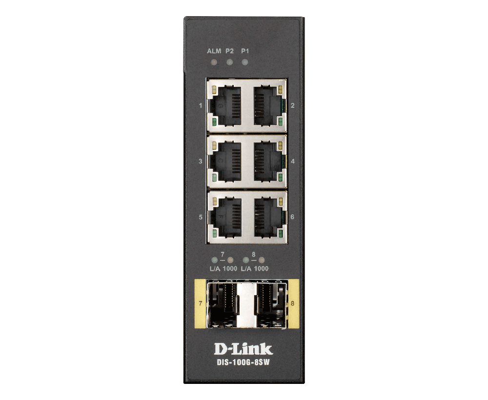 8-Port Industrial Network Switch, 10/100 Ethernet, DIN Mount