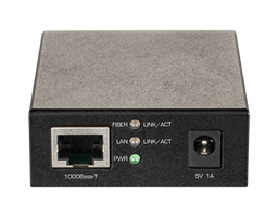 DMC-G01LC 1000BaseT to SFP Standalone Media Converter - front view.