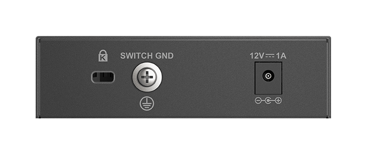 DMS-105 5-Port 2.5G Multi-Gigabit Desktop Switch - back view.