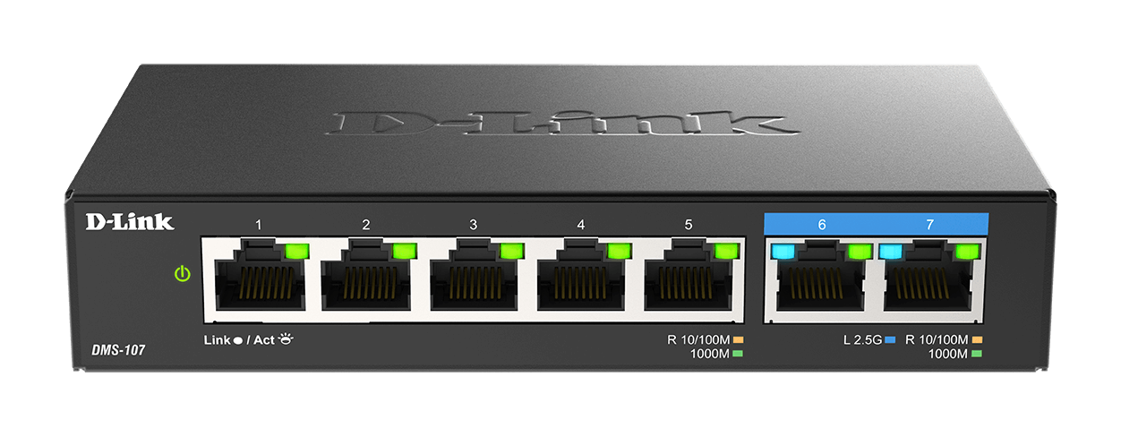 D-Link DMS-107 7-Port Gigabit/Multi-Gigabit Ethernet Desktop Switch