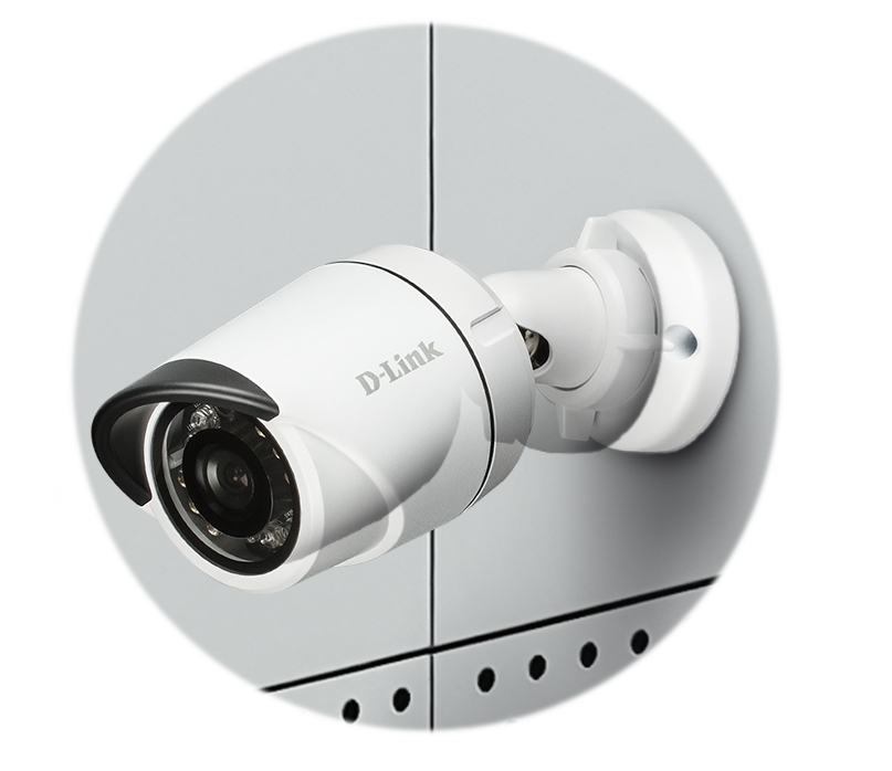 D-Link Bullet Surveillance Camera mounted on an outside wall.