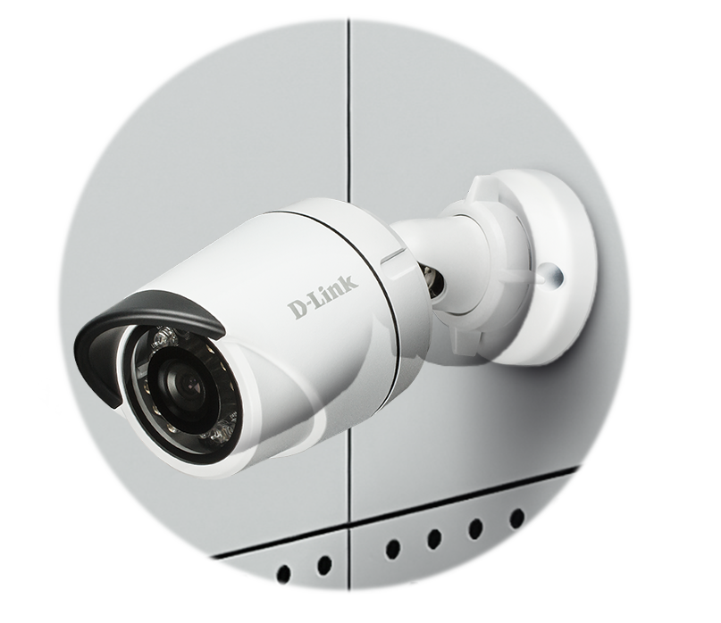 D-Link Bullet Surveillance Camera mounted on an outside wall.