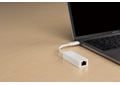 DUB-E150 USB-C to Gigabit Ethernet Adapter attached to a laptop