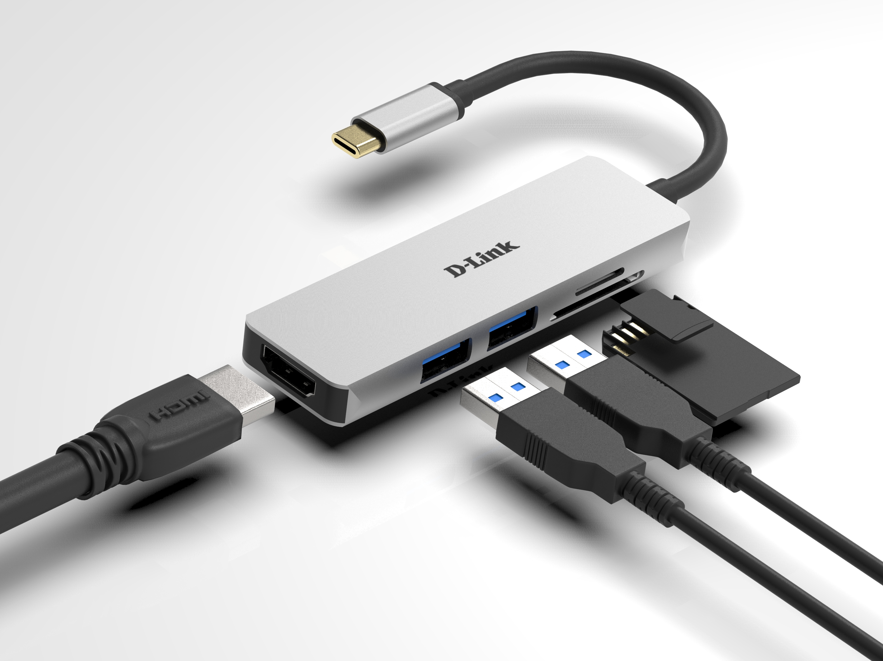 DUB-M530 5-in-1 USB-C Hub with HDMI and SD/microSD Card Reader - example connections