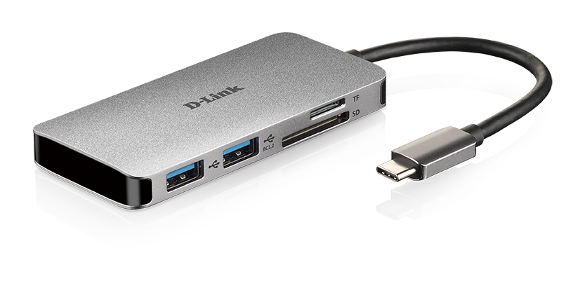 DUB-M610 6-in-1 USB-C Hub with HDMI/Card Reader/Power Delivery - side with reflection