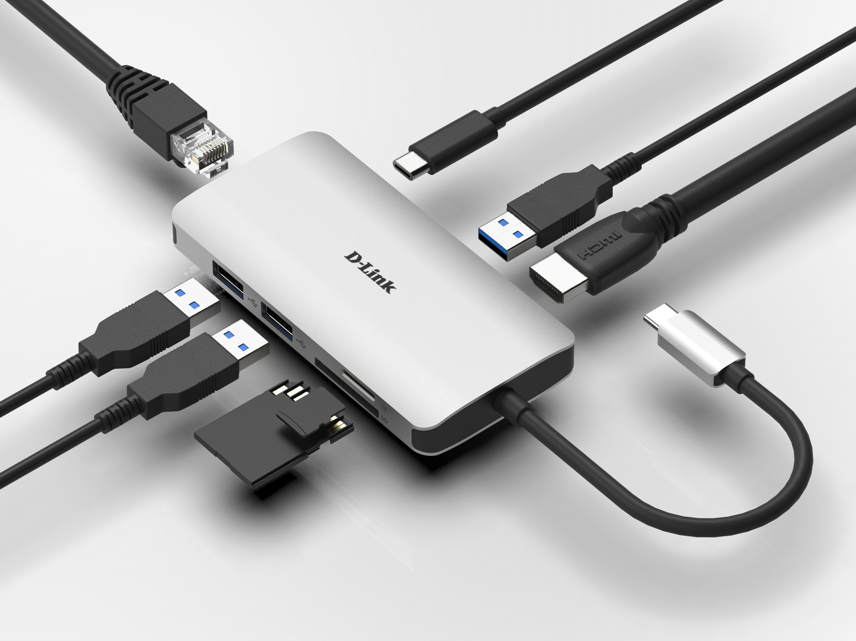 DUB M810 8 in 1 USB C Hub with HDMI Ethernet Card Reader Power Delivery D Link