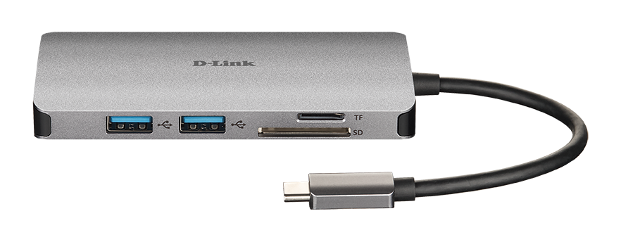 DUB-M810 8-in-1 USB-C Hub with HDMI/Ethernet/Card Reader/Power Delivery - front view