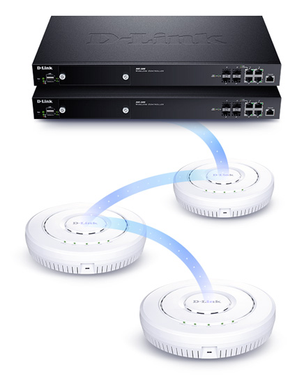 DWL-X8630AP access points connected to a D-Link controller.
