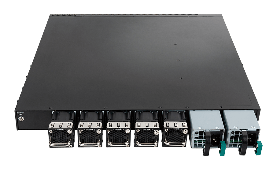 DXS-3610-54T Layer 3 Stackable 10G Managed Switches - Back top angle.