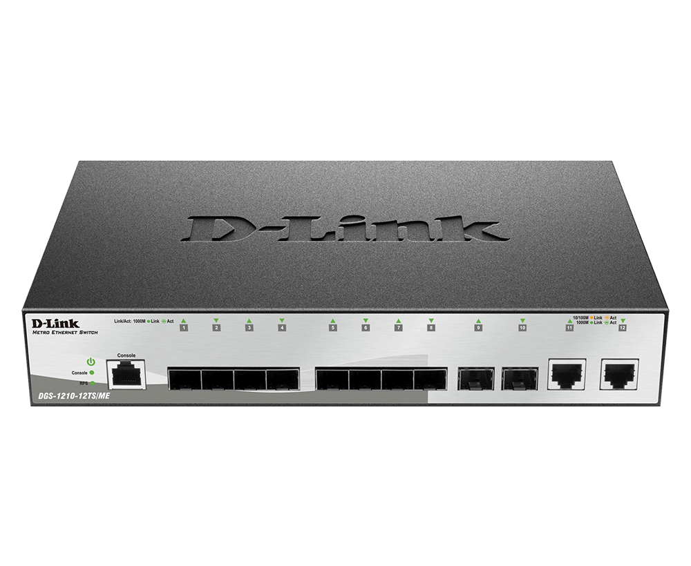 D-Link 12-Port 10 Gigabit Smart Managed Switch includes 8 10G ports, 2 SFP+  and 2 10G/SFP+ Combo Ports (DXS-1210-12TC)