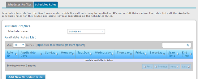 DWC-1000 Configure a schedule rule for radio settings