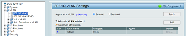 VLAN settings