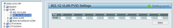 VLAN PVID Settings