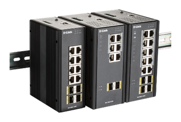 DIS-300G Industrial Gigabit Switches on a DIN-Rail
