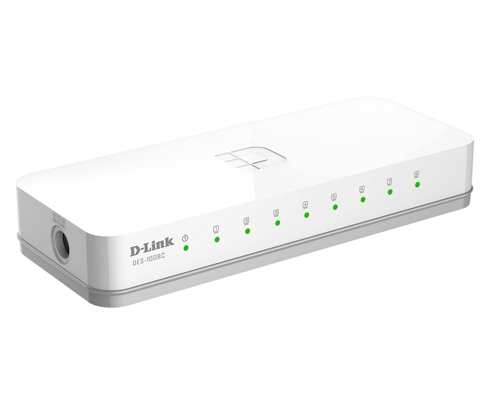 D-Link DES-1008C 8-Port Ethernet Unman Switch des1008cside01