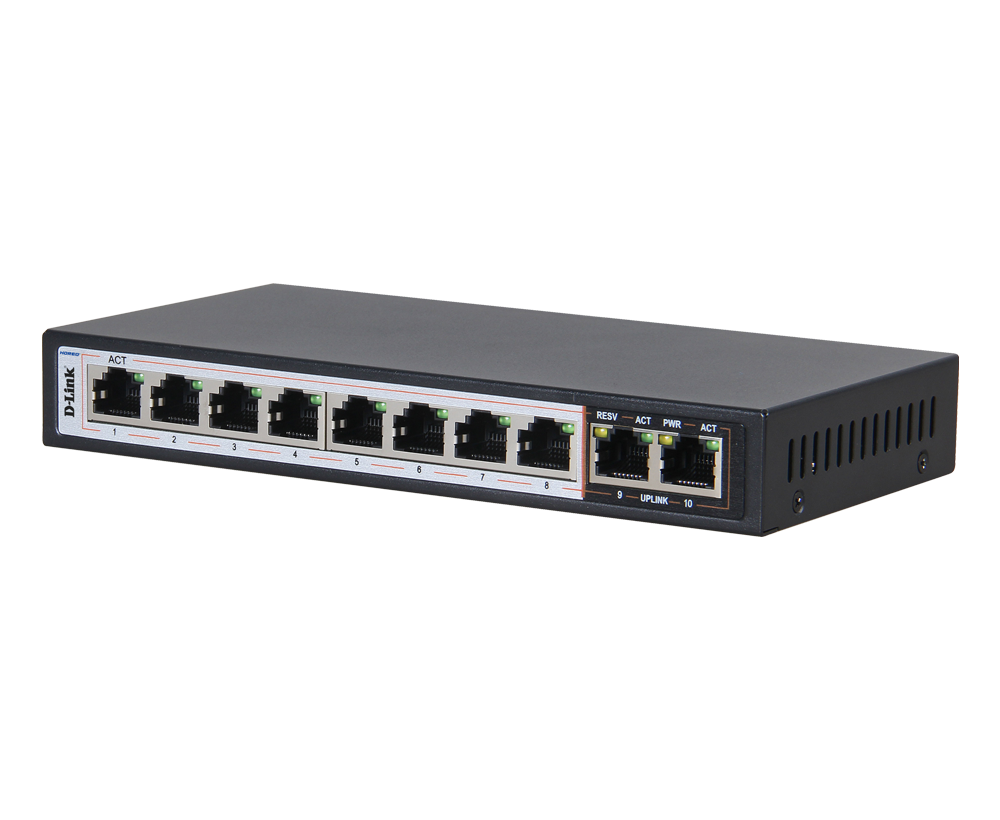 D-Link DES-F1010P-E 10-Port 10/100Mbps PoE Unmanaged Switch Gallery View 2