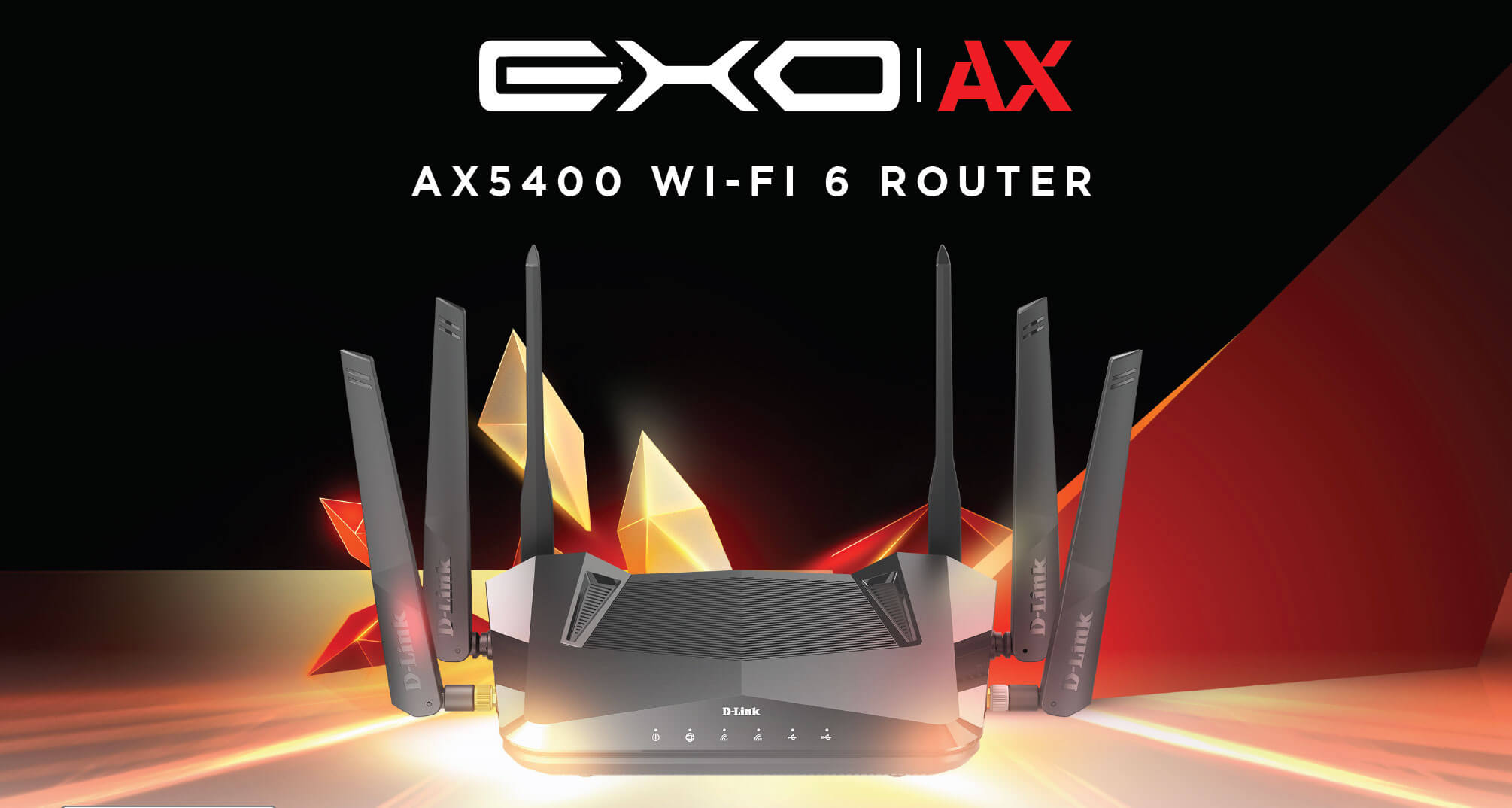 DIR-X5460 AX5400 Wi-Fi 6 Router - front view.